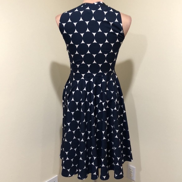 Frock Shop Midi Dress Size Small Navy Blue Polka Dot Fit and Flare - Picture 6 of 9